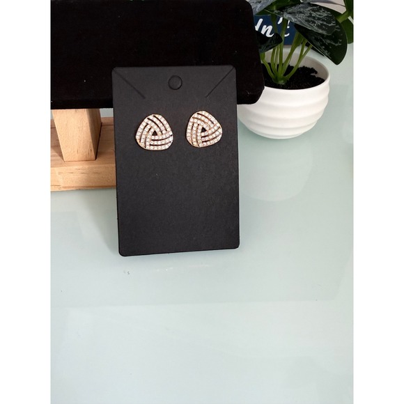 Jewelry - Triangle Stud Earrings Womens OS Rose Gold Excellent Crystal Geometric